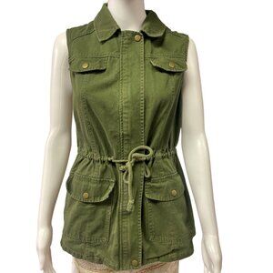 Sweet Wanderer Women's Olive Green Vest w/Floral embroidery SKU 1982